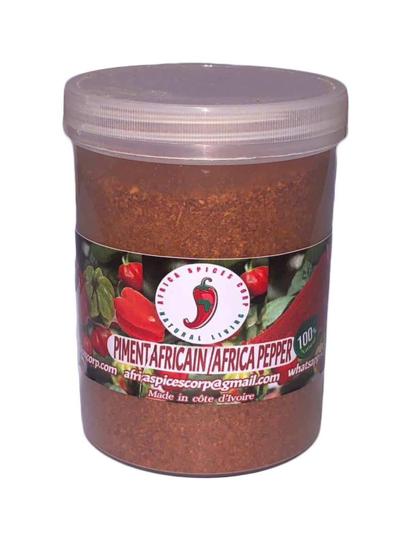 A container of african spice blend.