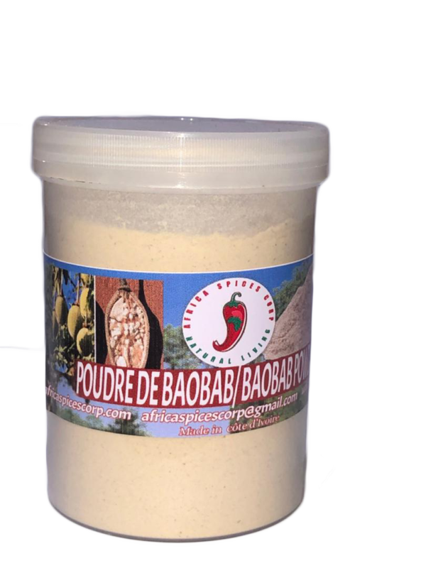 A container of powdered baoban is shown.